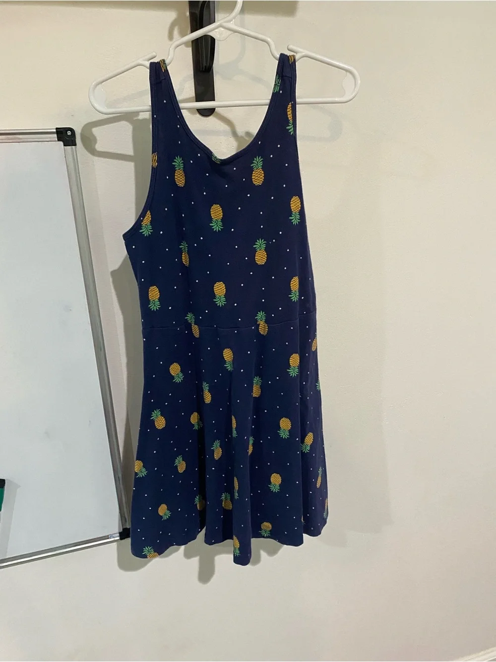 Old Navy Navy Pineapple Tank Dress with Yellow Print